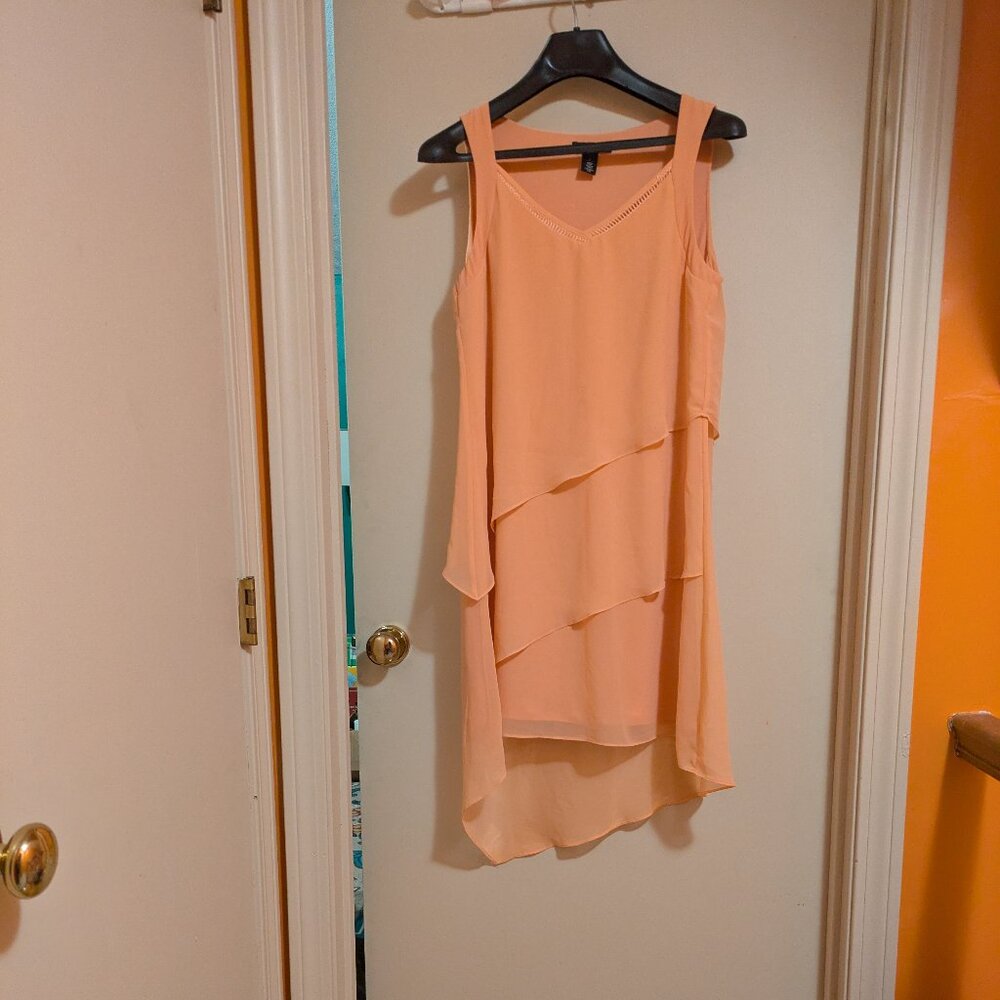 WHBM Peach asymmetrical summer dress, Sz 8